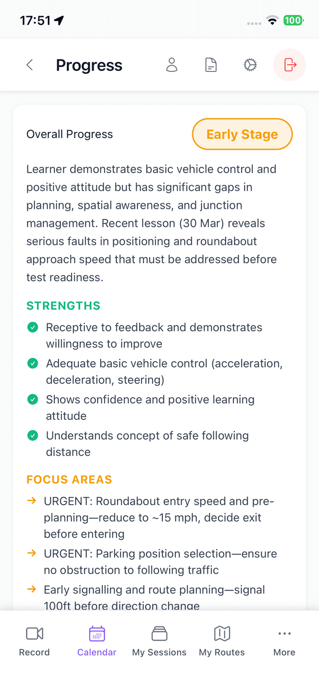 AI Progress Report in the Drive Round App