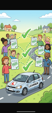 Drive Round App โ learners celebrating passing their driving test